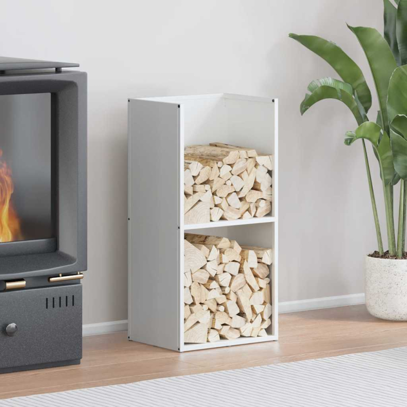 Brennholzregal Weiß 40x30x80 cm Kaltgewalzter Stahl