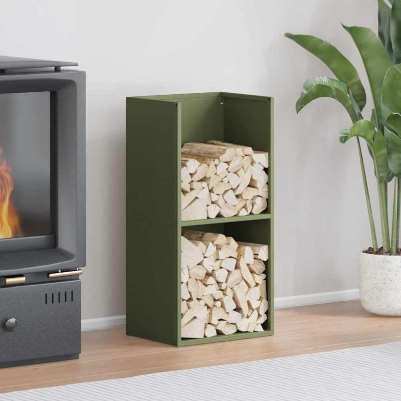 Brennholzregal Olivgrün 40x30x80 cm Kaltgewalzter Stahl
