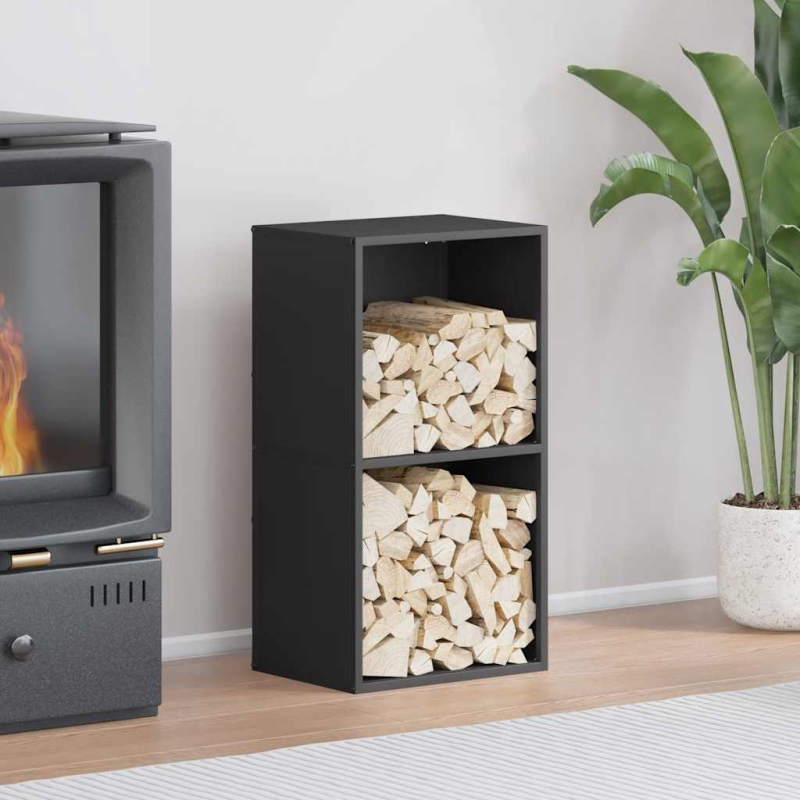 Brennholzregal Schwarz 40x30x75 cm Kaltgewalzter Stahl