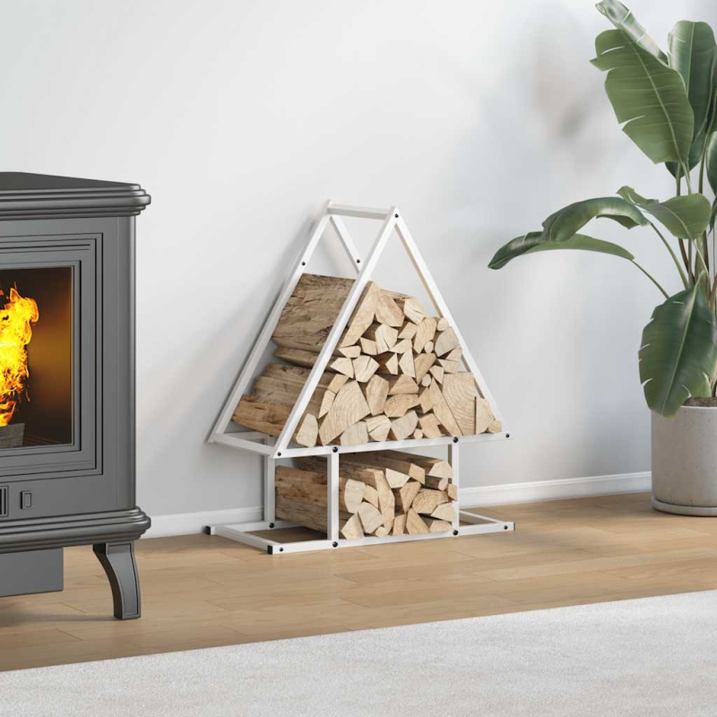 Brennholzregal Weiß 50x25x60 cm Kaltgewalzter Stahl