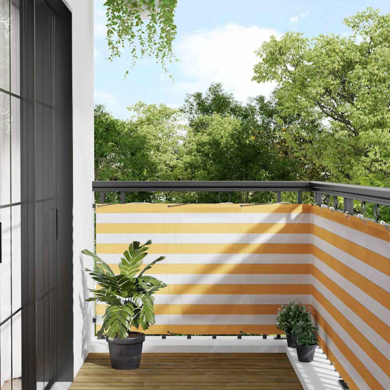 Balkon-Sichtschutz Gelb und Weiß Gestreift 90x1000 cm
