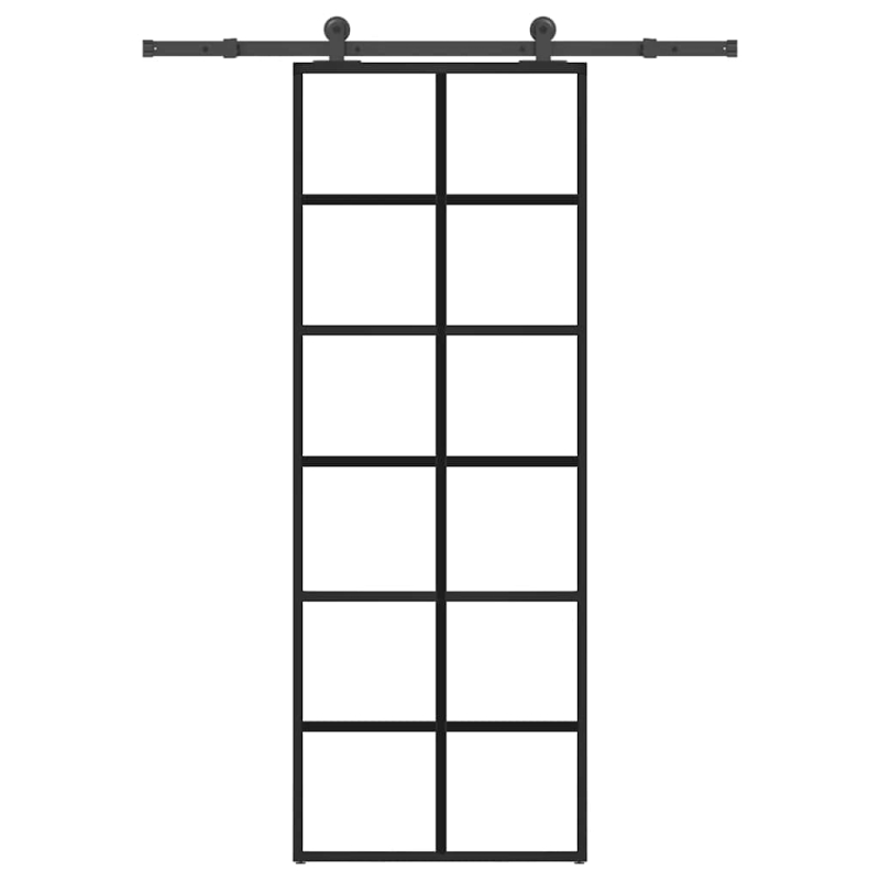 Schiebetür mit Beschlag 76x205 cm ESG-Glas & Aluminium