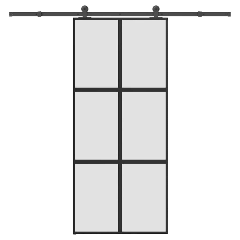 Schiebetür mit Beschlag 90x205 cm Hartglas & Aluminium