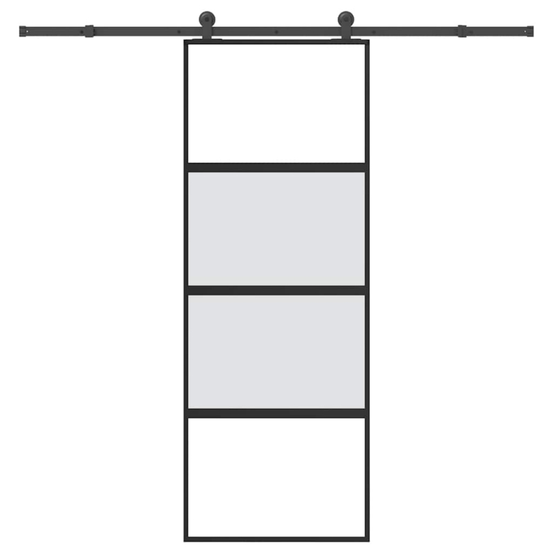 Schiebetür mit Beschlag 76x205 cm Hartglas & Aluminium