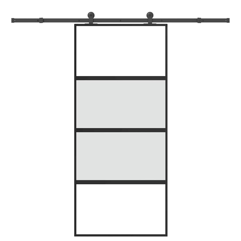 Schiebetür mit Beschlag 90x205 cm Hartglas & Aluminium