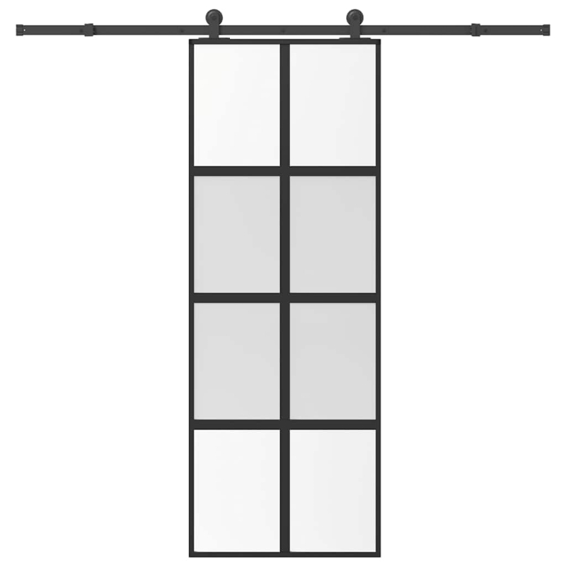 Schiebetür mit Beschlag 76x205 cm Hartglas & Aluminium