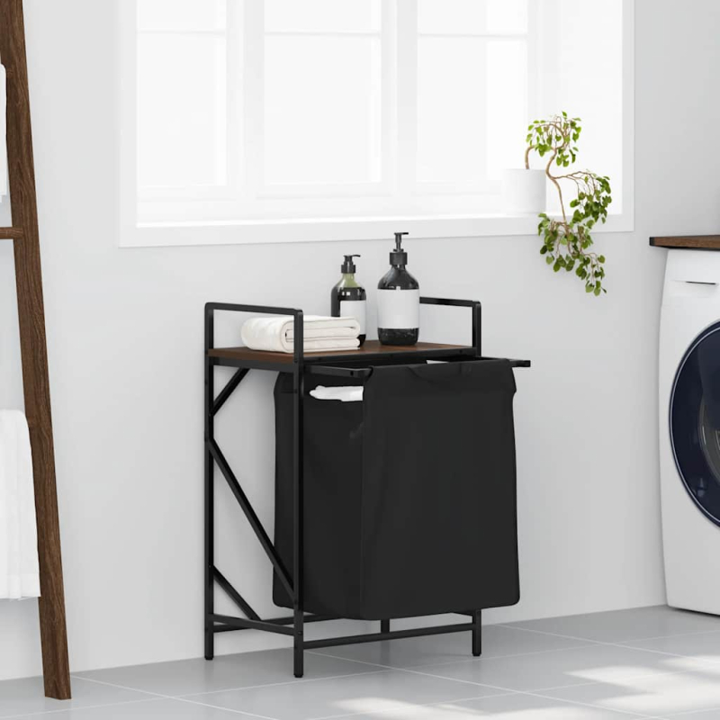 Wäschekorb 1 Fach mit Ablage Braun Eichen-Optik