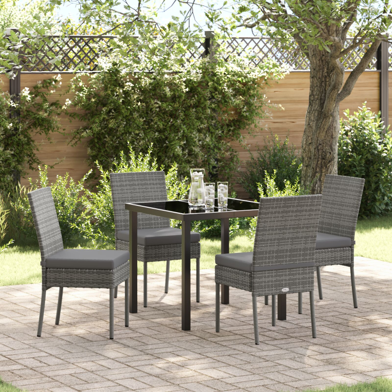 5-teiliges Garten-Essset Grau Poly-Rattan
