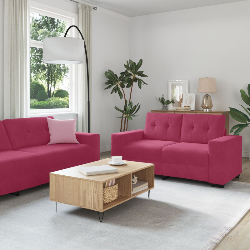 2-teiliges Sofa Set mit Kissen in Magenta
