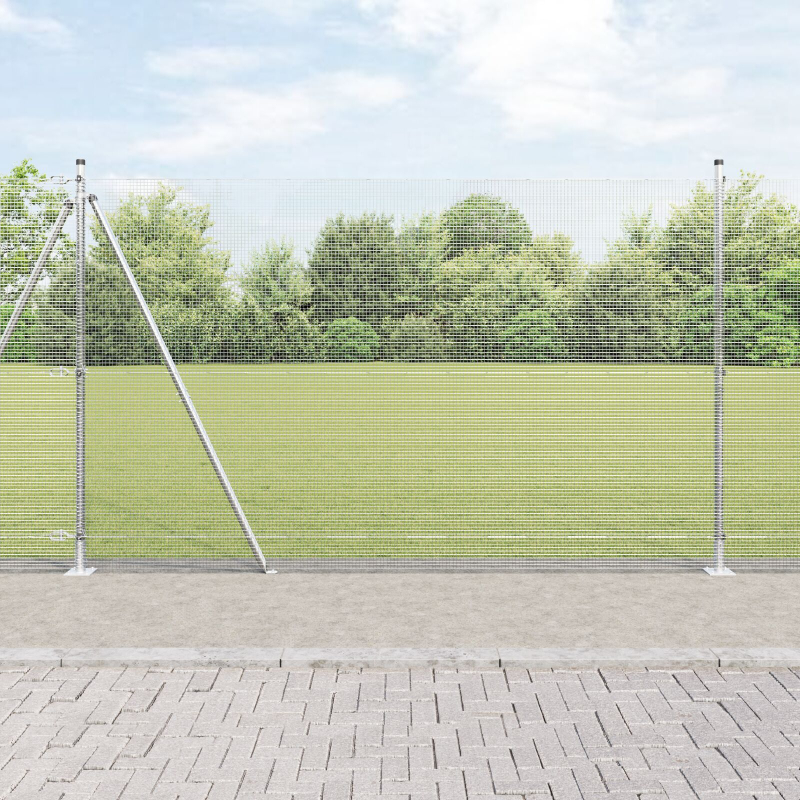 Schweißdrahtzaun mit 13 Flanschpfosten 1,5x25 m verzinkter Stahl