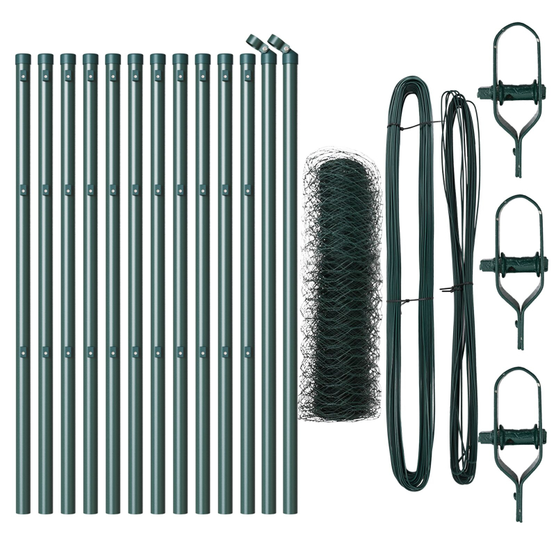 Zaunset Set aus 2 Waldgrün Metall-Draht, Stahl 25 x 0.5 m
