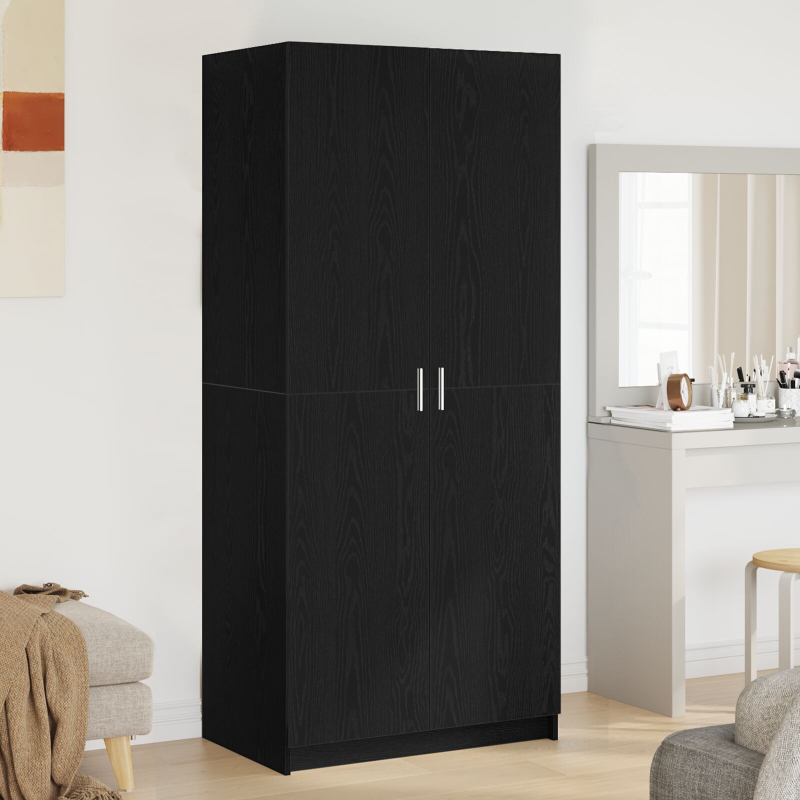 Kleiderschrank Schwarz Eiche 80x51x180 cm Werkstoff