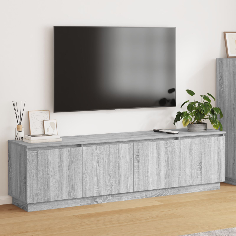 TV Schrank mit LED Grau Sonoma 180x38x49 cm Holzwerkstoff