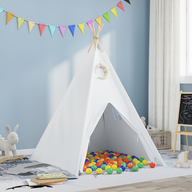 Kinder Teepee Zelt mit Tasche Pfirsich & Spielbälle Haut Weiß