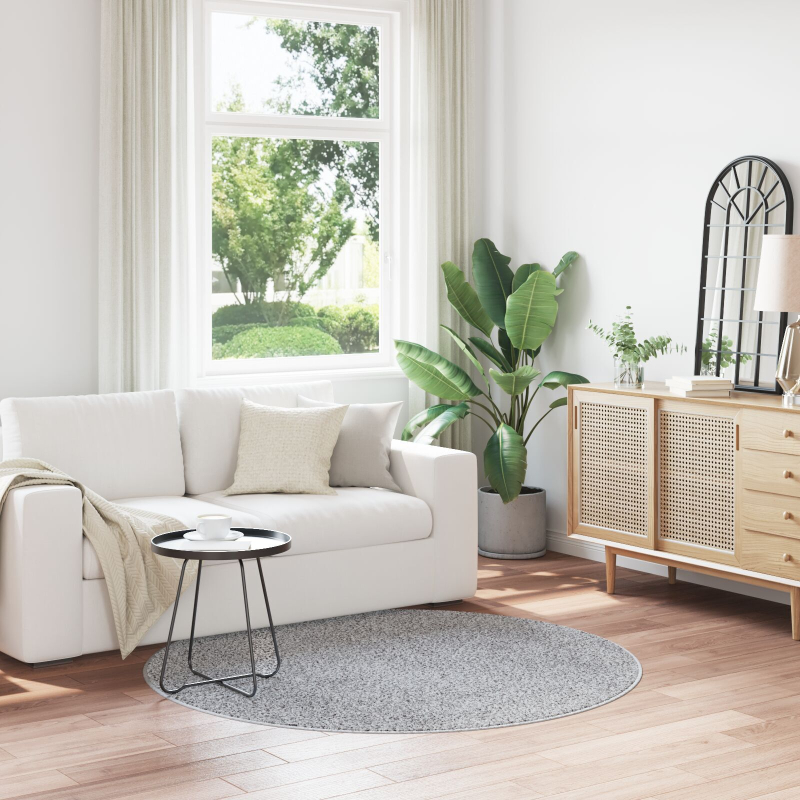 Kuscheliger Teppich mit Latexboden Grau ø160 cm