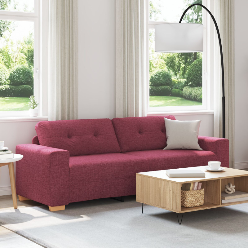 3-Sitzer Sofa in Weinrot, 180 cm, aus Stoff