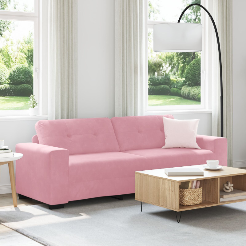 3-Sitzer Sofa in Rosa, 180 cm, aus Samt