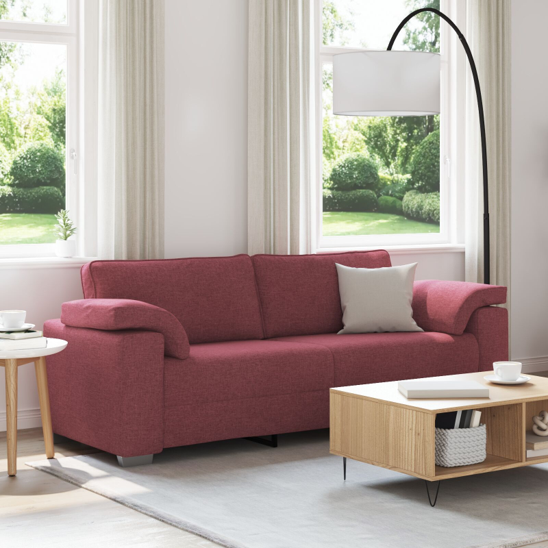 3-Sitzer Sofa in Weinrot, 178 cm, aus Stoff