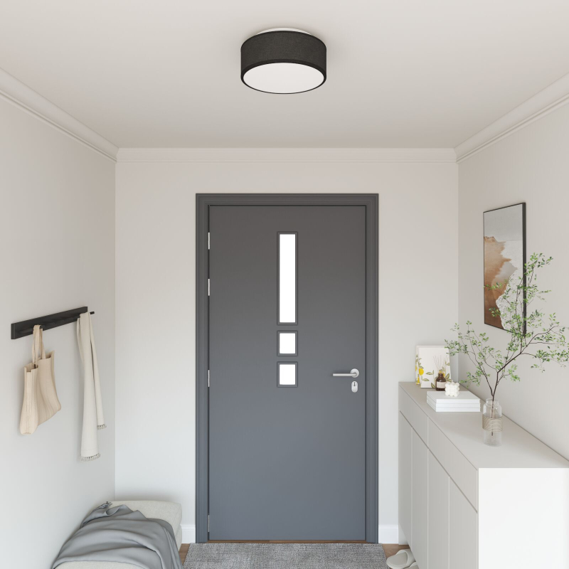 Deckenleuchte Schwarz Ø 30 cm Stoff E27