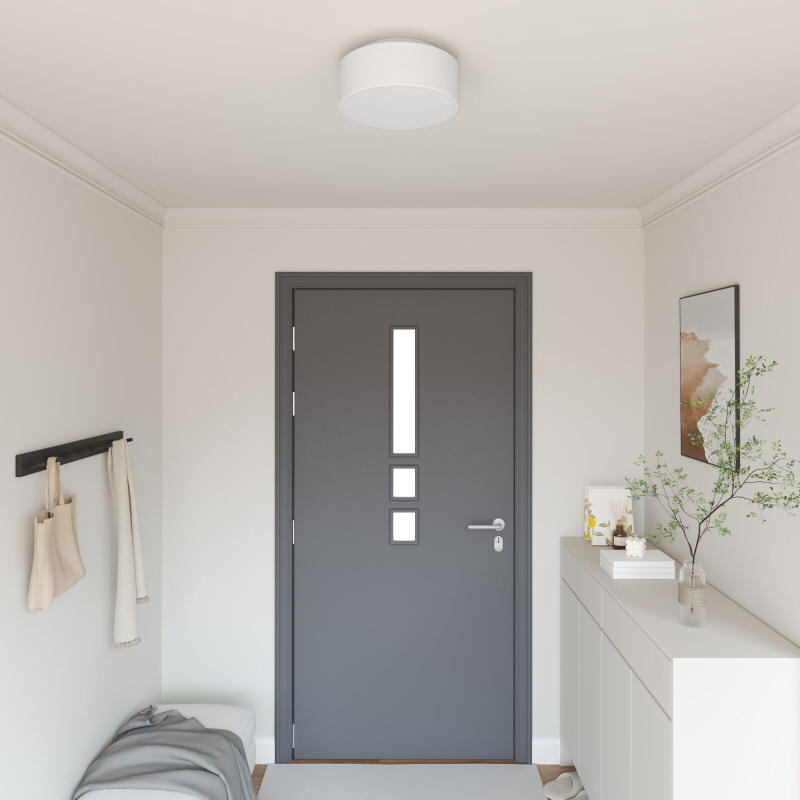 Flush Mount Deckenleuchten Weiß Ø 30 cm Stoff E27