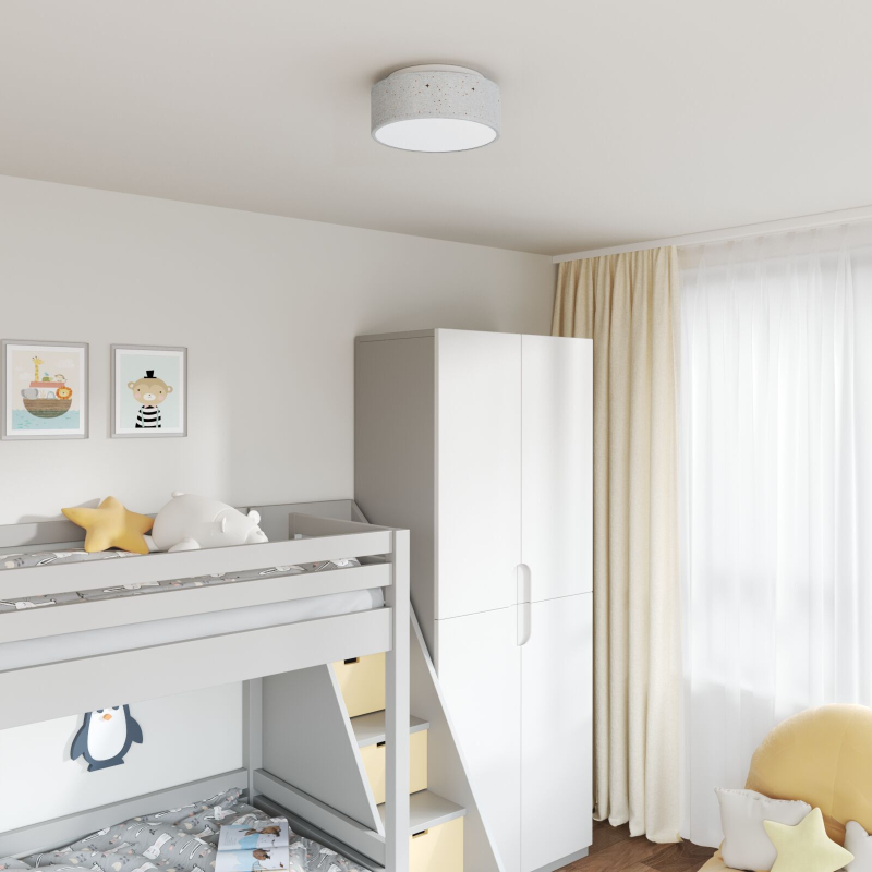 Deckenleuchte mit sternenförmigem Lampenschirm Grau Ø 30 cm Stoff E27