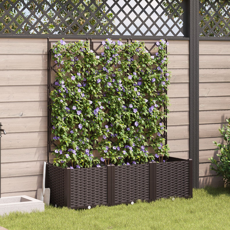 Gartenblumentopf mit Gitter 3 Stück Braun 120x40x143 cm