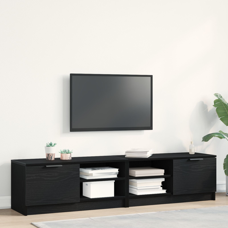 TV-Schrank 2 Stück Schwarz Eiche 80x35x36,5 cm Holzwerkstoff