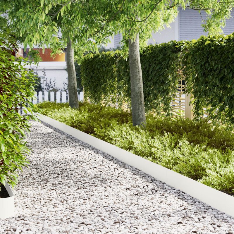 Raseneinfassungen 20 Stück Weiß 100x0,5x20 cm Kunststoff