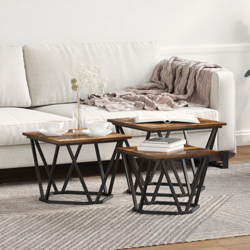 Beistelltische 3 Stück Rauch-eiche Nachbildung